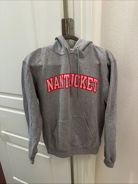 Champion Gray Hoodie with Red Nantucket Script